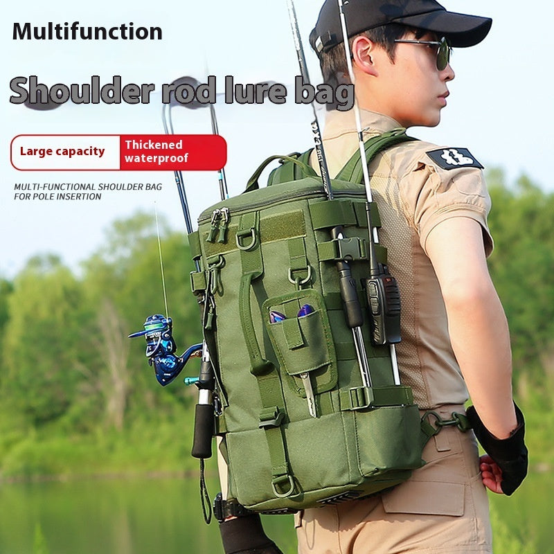 Multifunctional Hiking Backpack, Waterproof Oxford Cloth Fishing Sports Bag