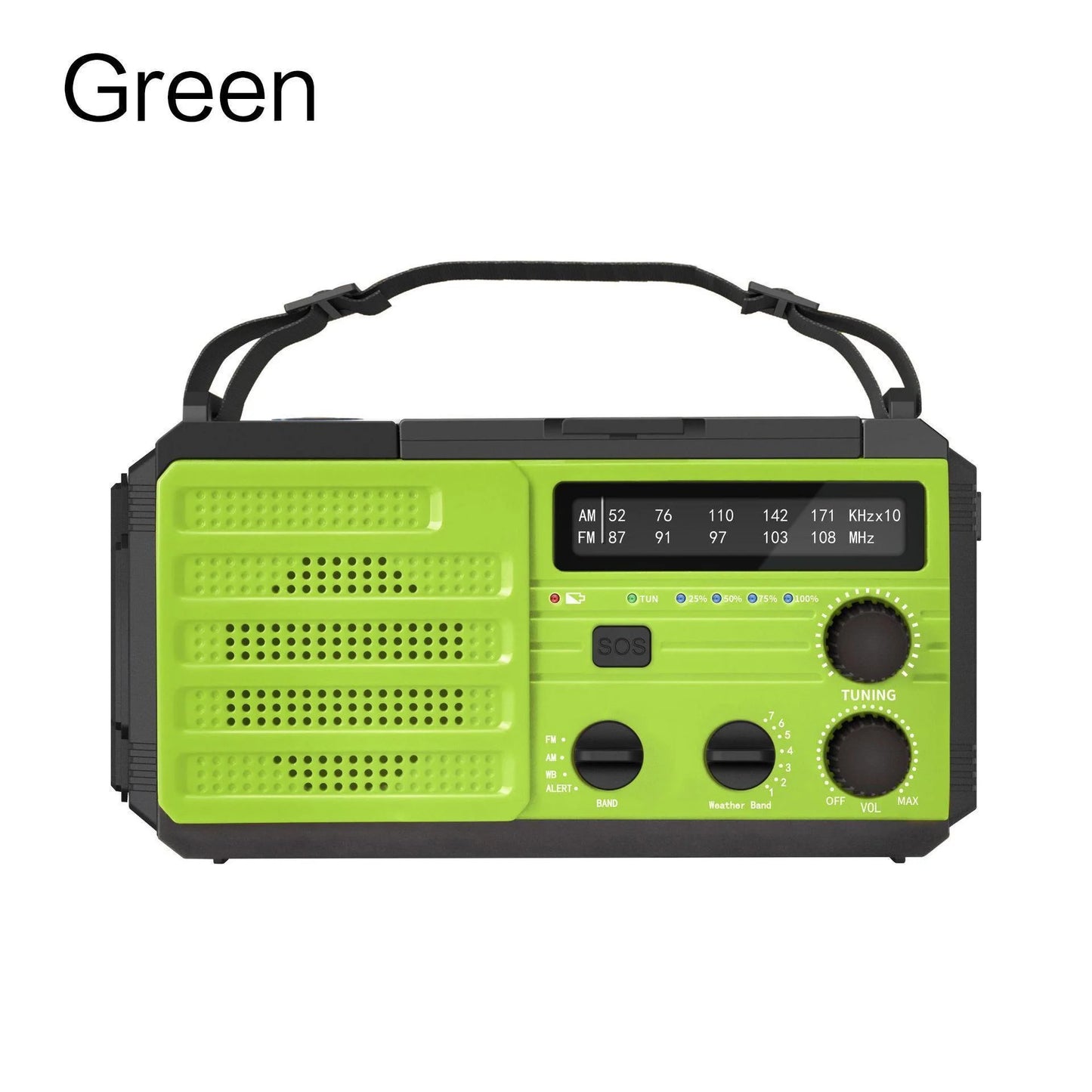 Emergency Weather Radio FM AM WB - Solar Hand Crank 2000mAh LED