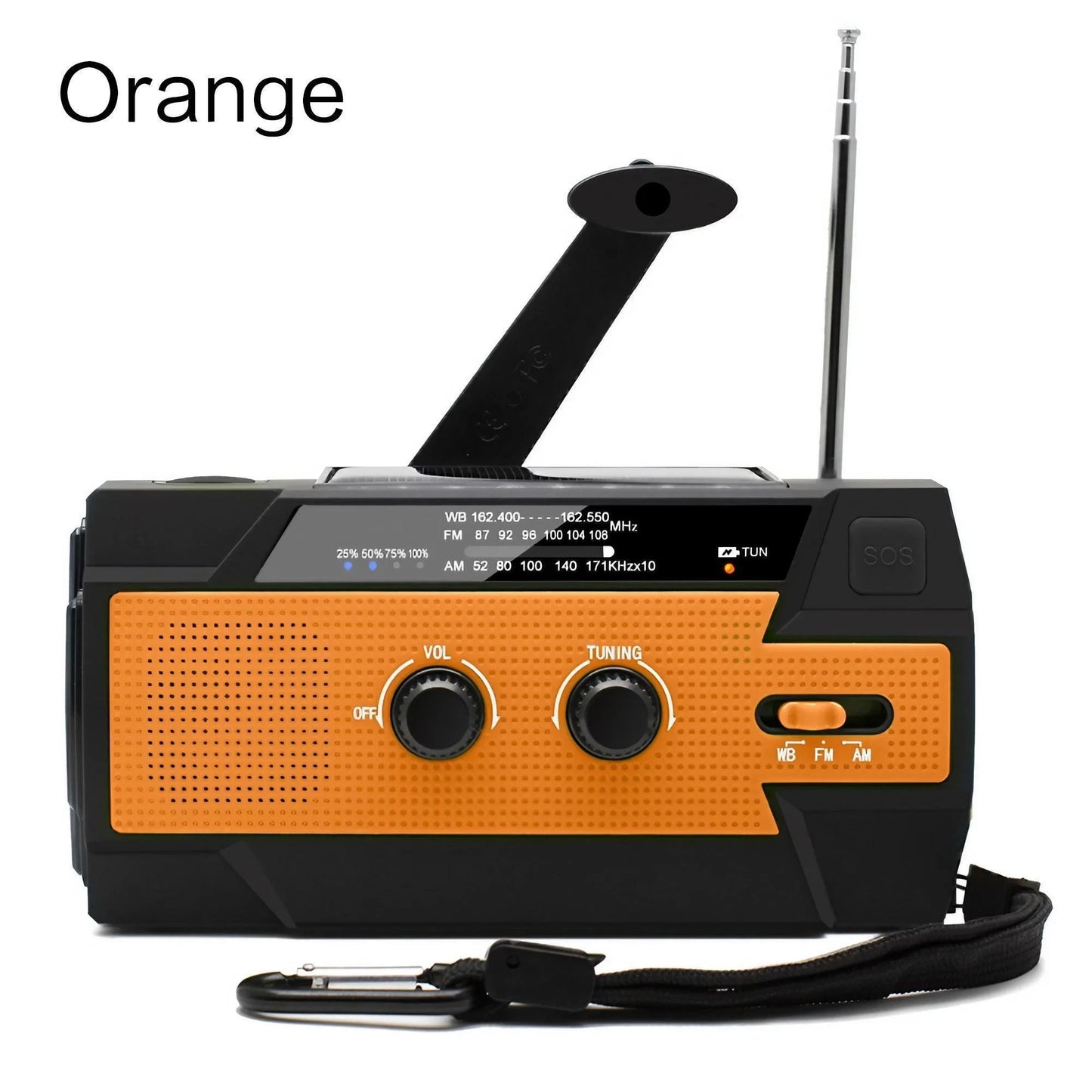 Emergency Weather Radio FM AM WB - Solar Hand Crank 2000mAh LED