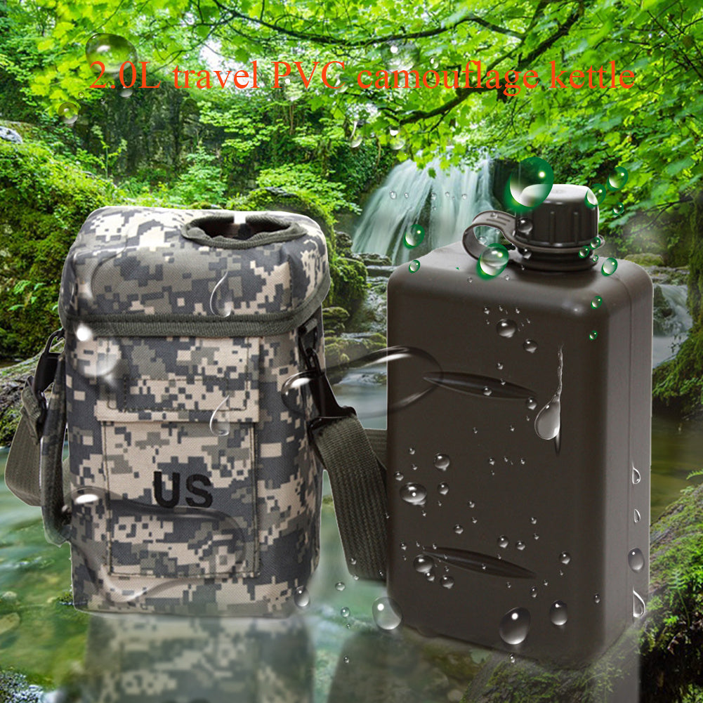 2L PVC Water Bottle Large Capacity - Hiking Travel Long Excursions