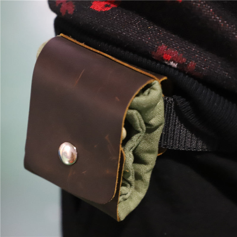 Vintage Foldable Waist Bag Hiking Leather 22x21cm