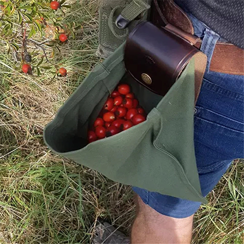 Vintage Foldable Waist Bag Hiking Leather 22x21cm