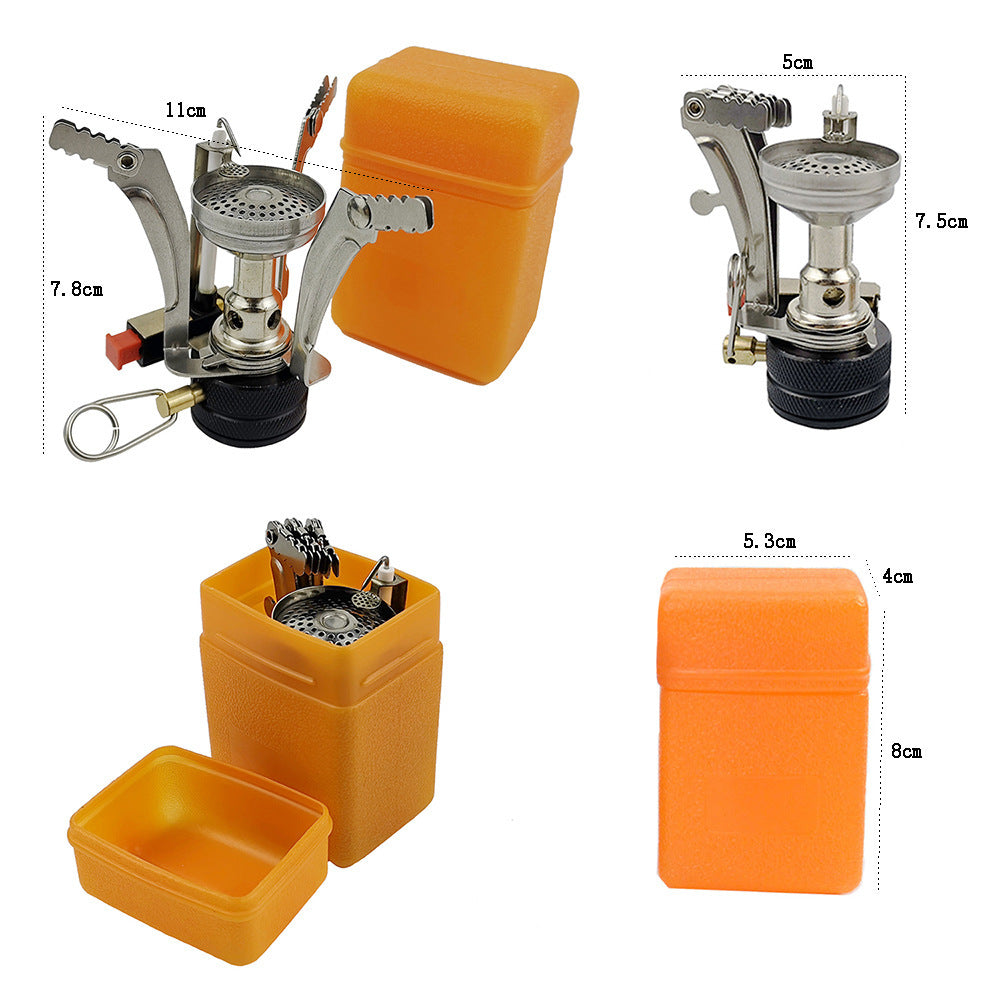 Complete Camping Kitchen Kit Stove + 8 Aluminum Utensils