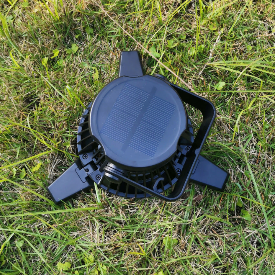 Foldable Solar Fan 3 Speeds Camping Tent LED USB 4000mAh