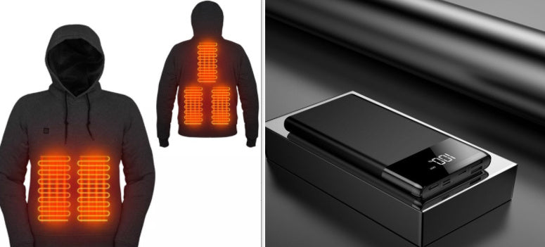Men's USB Electric Heated Sweater - Rechargeable Winter Hoodie 1168g