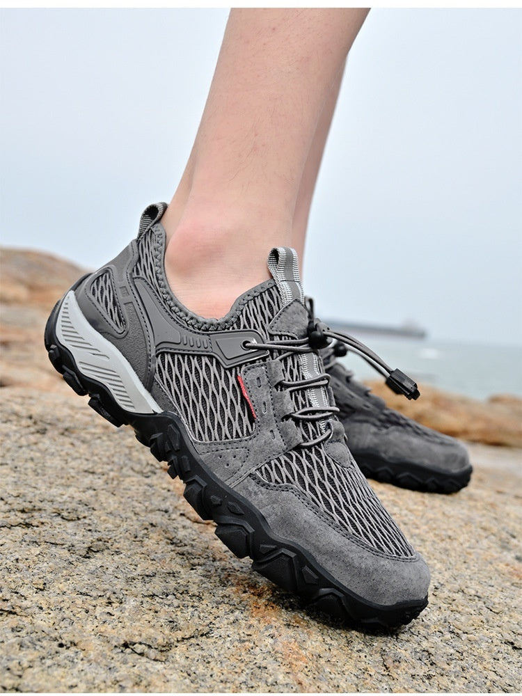 Men's Breathable Leather Hiking Shoes Summer Sport 780g