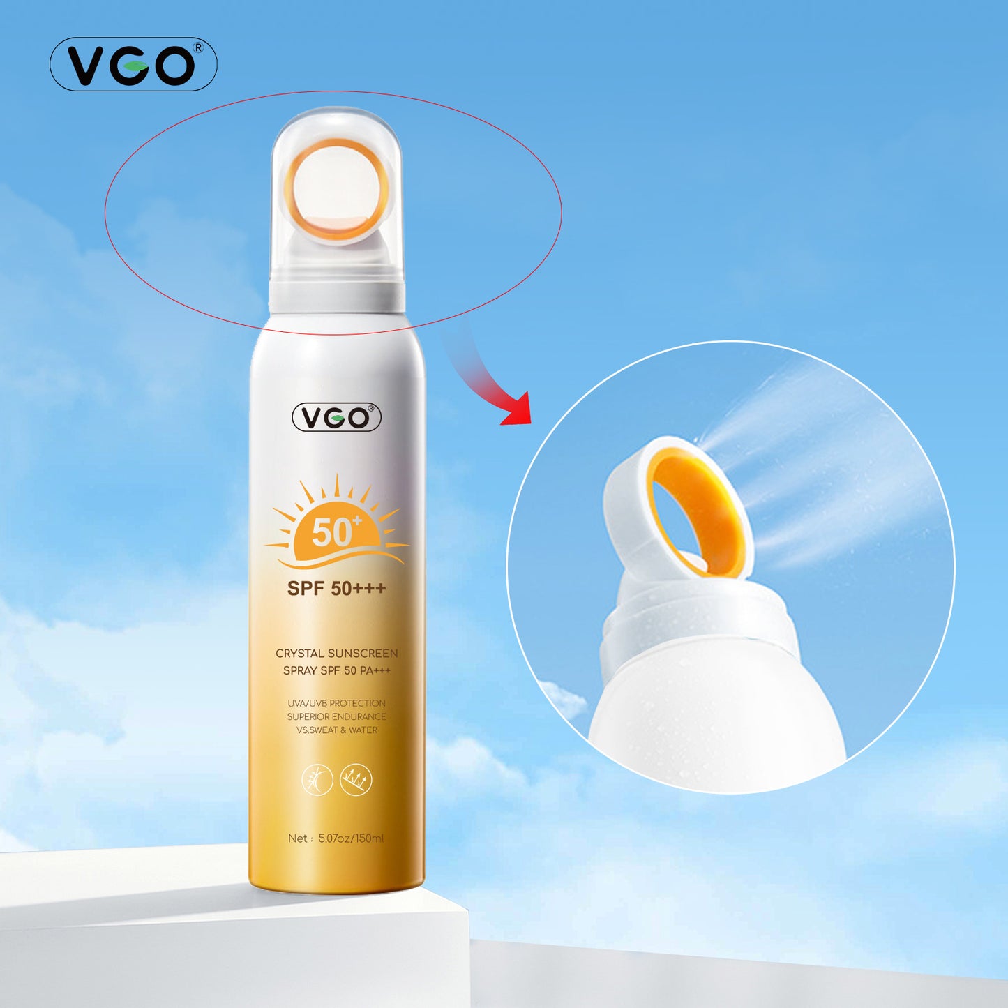 CRYSTAL Spray Sunscreen SPF 50+ PA++++ - Maximum Outdoor UV Protection