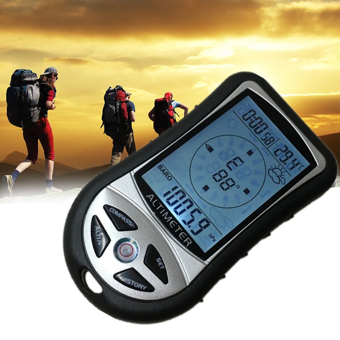 8 in 1 Handheld Electronic Altimeter Barometer Compass Altimeter Hiking Mountaineering