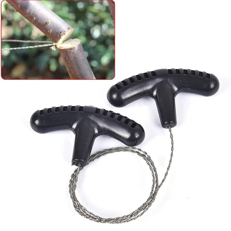 Portable stainless steel wire saw with finger grip