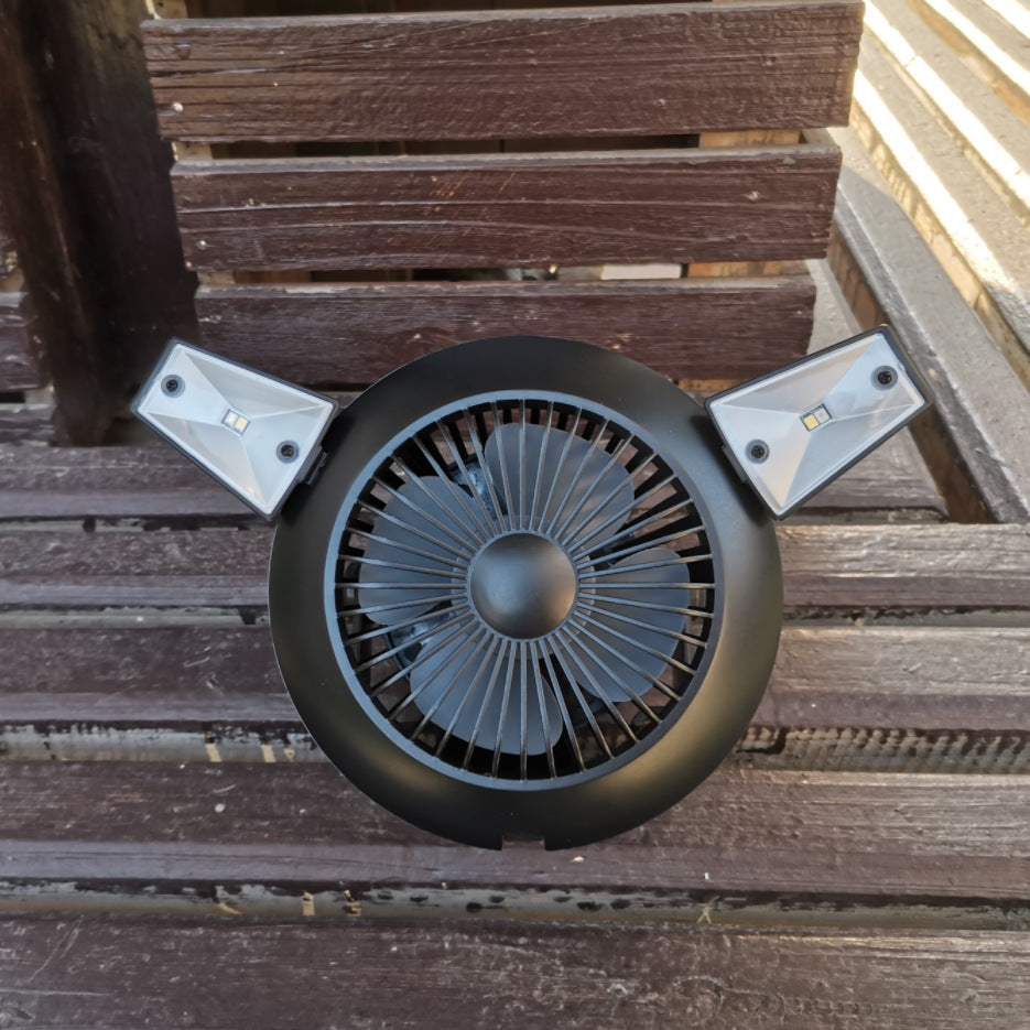 Foldable Solar Fan 3 Speeds Camping Tent LED USB 4000mAh