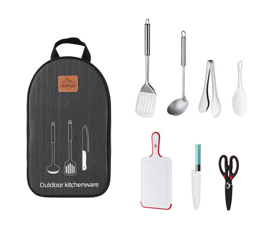 7 Piece Stainless Steel Camping Cookware Set