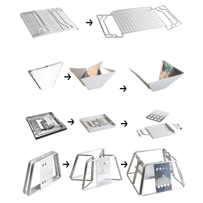 Portable Folding Barbecue Stainless Steel Non-Stick Grill