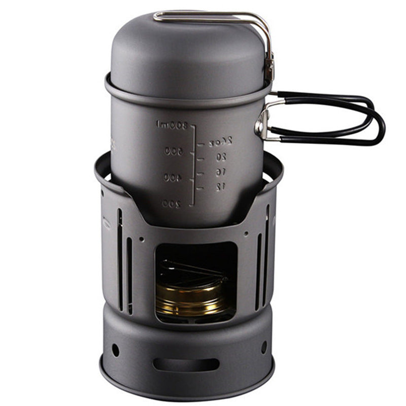 Camping Cooking Kit Stainless Steel 580g - Eco-Friendly Alcohol Stove 6 Pieces