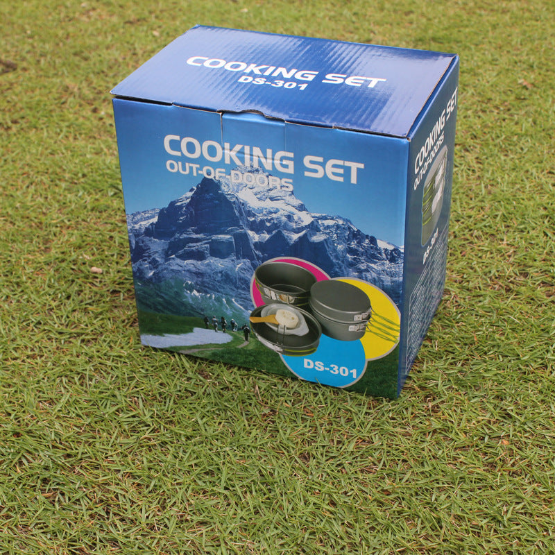 8 Piece Anodized Aluminum Camping Cookware Set - Complete Set for 2-3 People