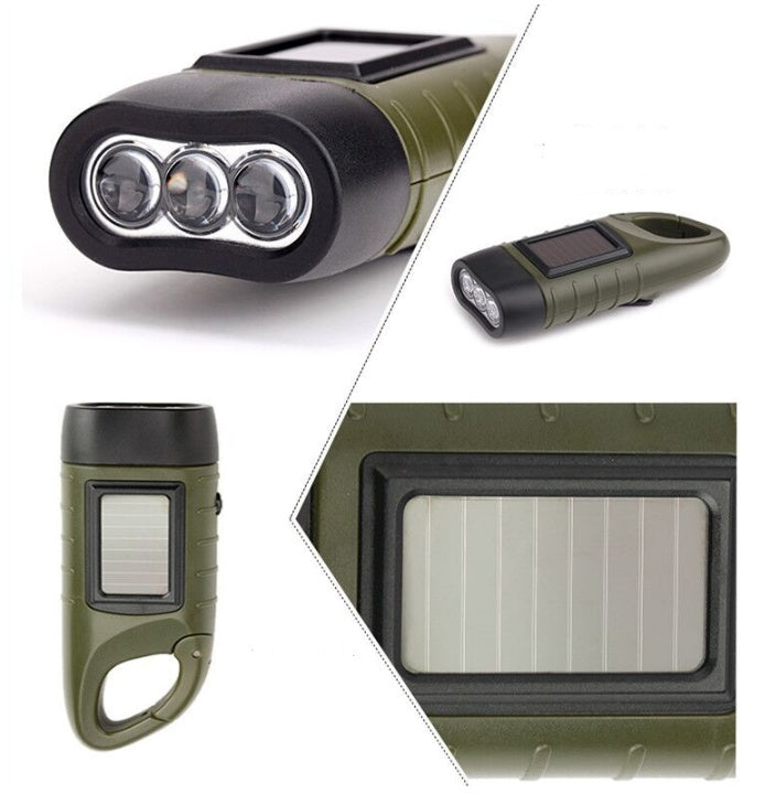 Solar & Dynamo Flashlight | Battery-Free LED | Emergency & Outdoor