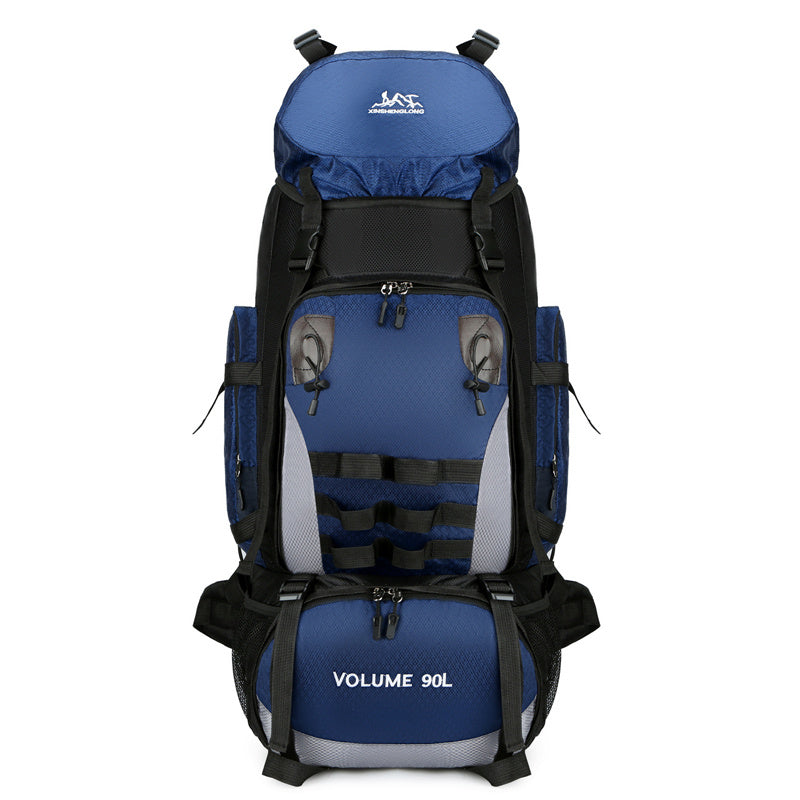 Large capacity 90L hiking backpack, waterproof and durable, with cotton padding