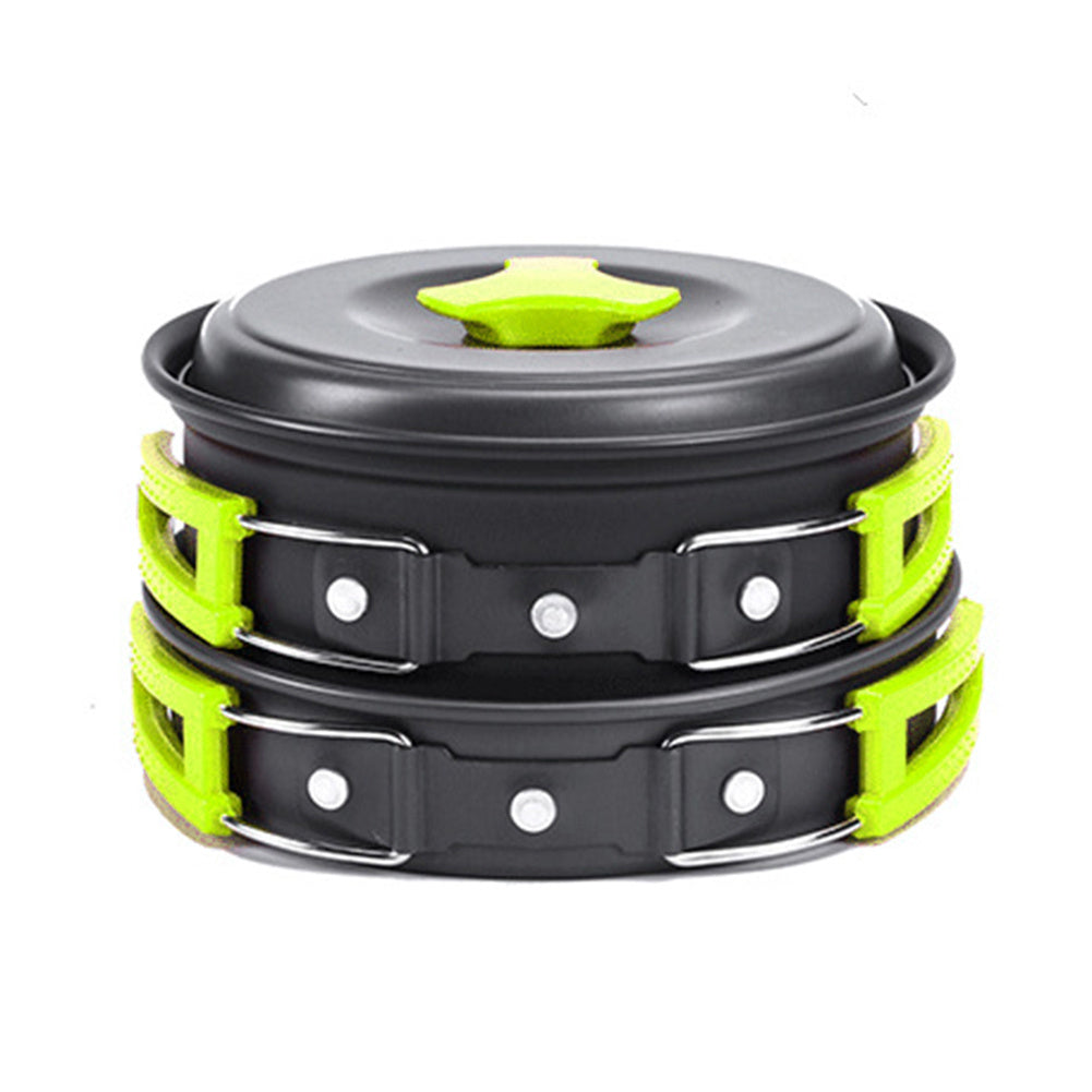 Kit Cuisine Camping Aluminium 10 Pièces Antiadhésif - Batterie Complète 2-3 Personnes - Camp de Base Farzen+