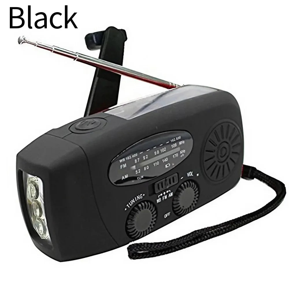 Emergency Weather Radio FM AM WB - Solar Hand Crank 2000mAh LED