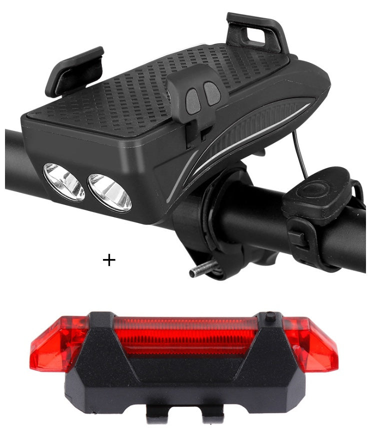 5-in-1 Bike Phone Holder Charger - Light Bell