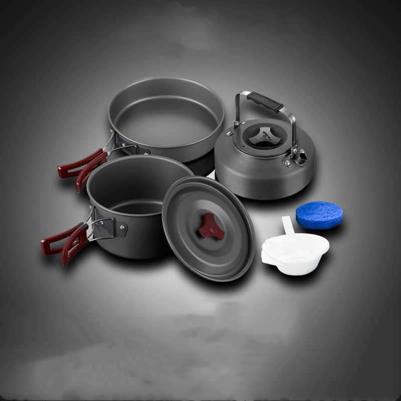 3-Piece Alumina Camping Cookware Set - Nestable Pot Set 660g
