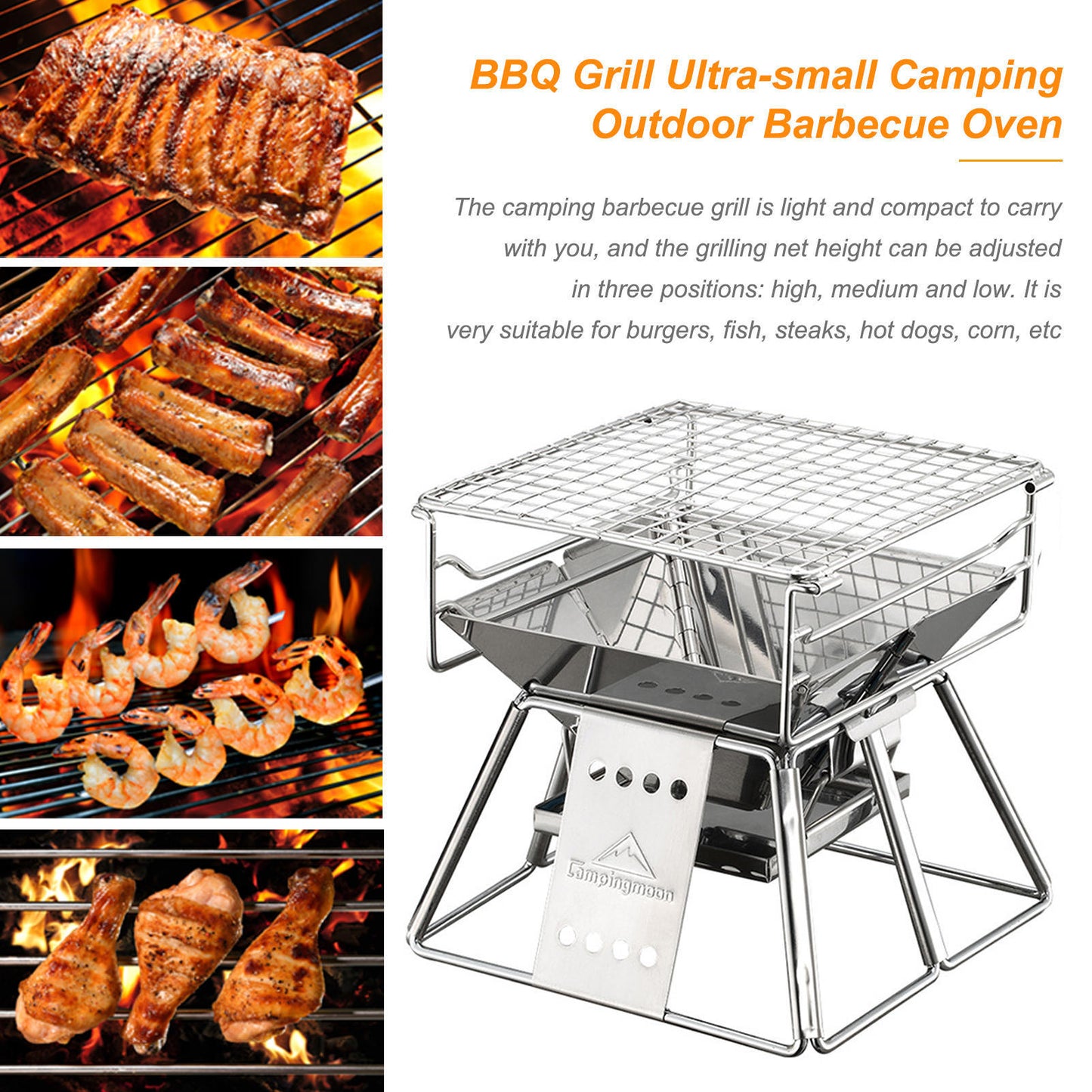 Portable Folding Barbecue Stainless Steel Non-Stick Grill
