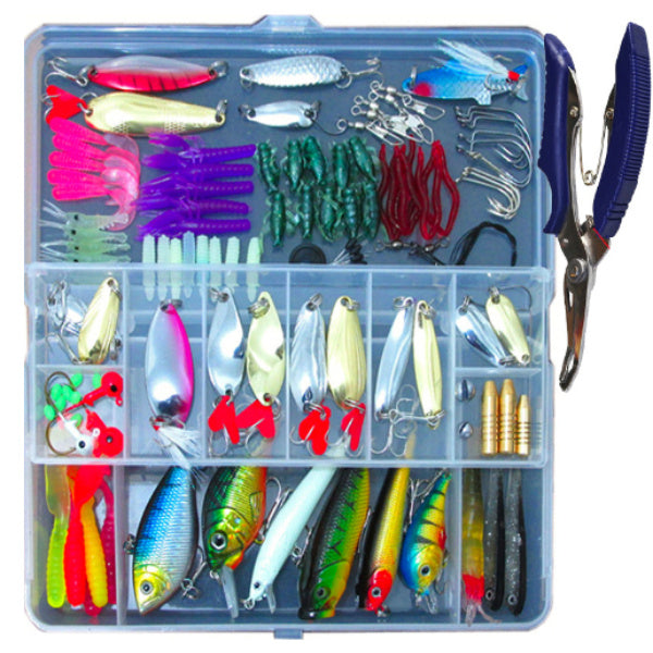 132 Piece Fishing Lure Kit - Soft Baits + Carbon Hooks