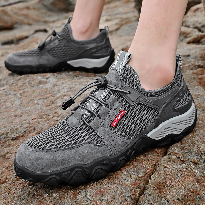 Men's Breathable Leather Hiking Shoes Summer Sport 780g