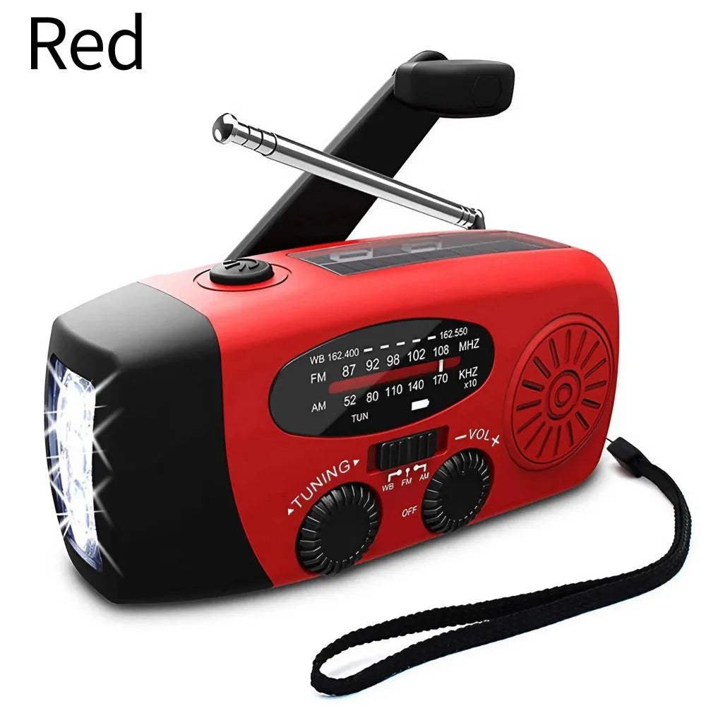 Emergency Weather Radio FM AM WB - Solar Hand Crank 2000mAh LED