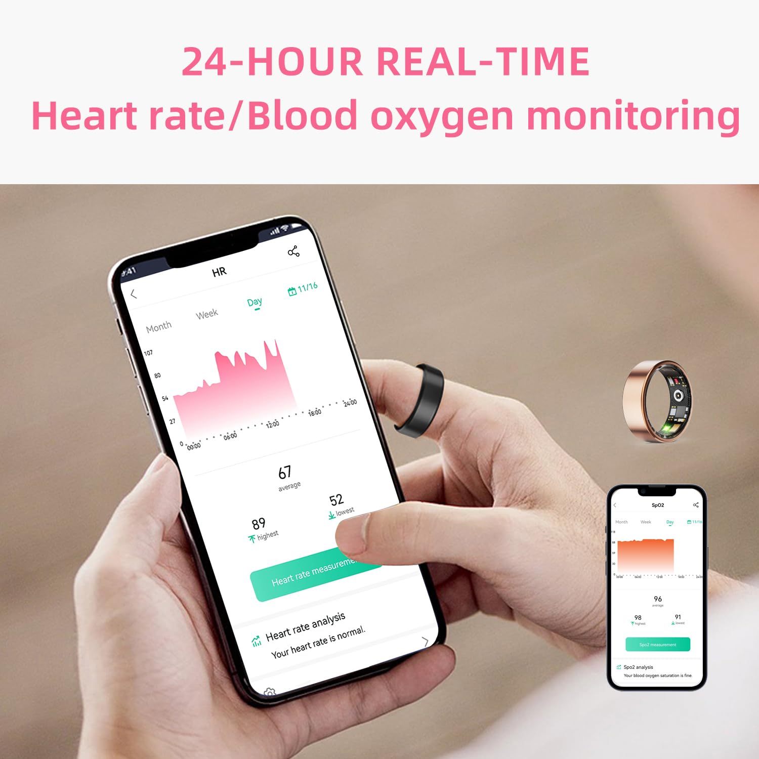 Bague Connectée Santé - Fitness Sommeil IP68 Bluetooth - Camp de Base Farzen+