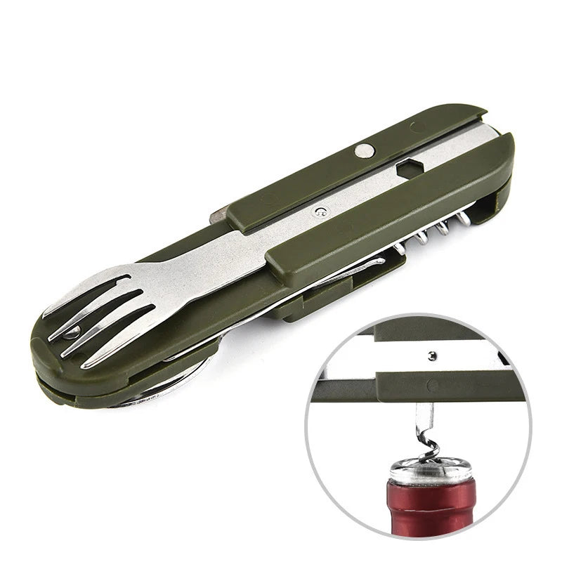 7 in 1 Camping Cutlery Set Stainless Steel Foldable
