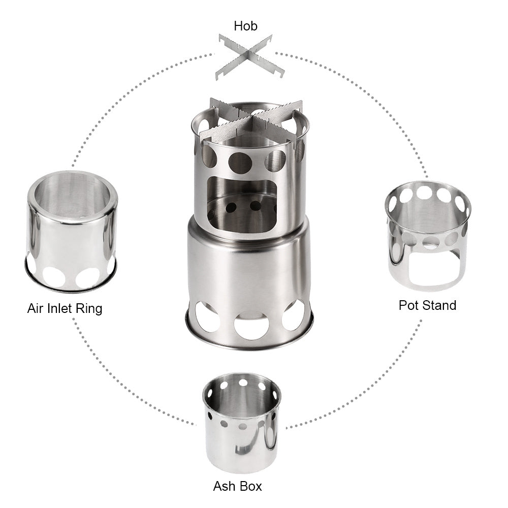 Portable Camping Wood Stove Stainless Steel Foldable