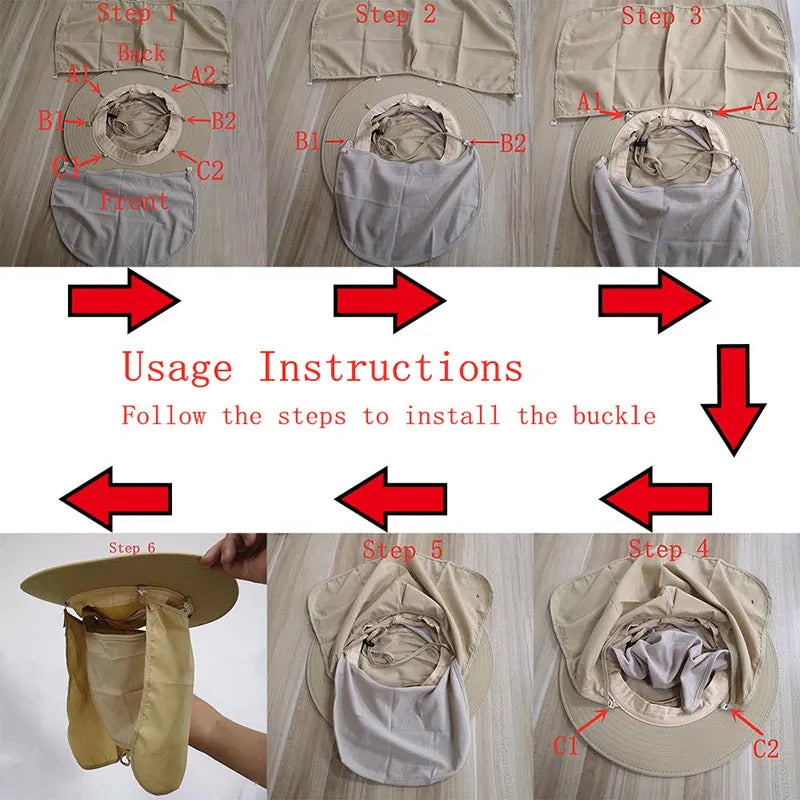 Chapeau Réglable Pliable - Protection Solaire Respirant Unisexe Outdoor - Camp de Base Farzen+