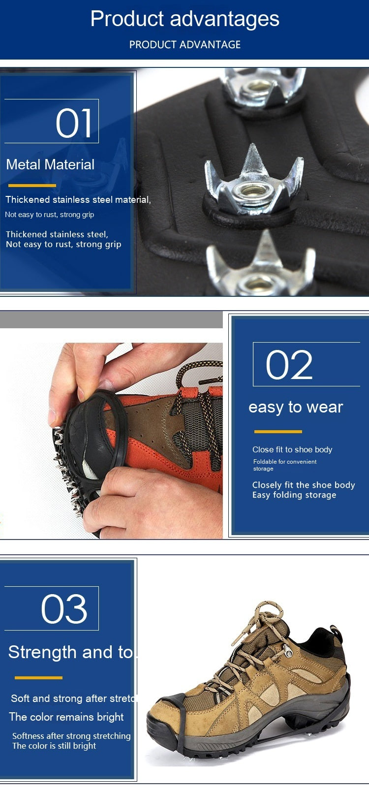 8-Tooth Climbing Spikes - Ice Snow Crampons