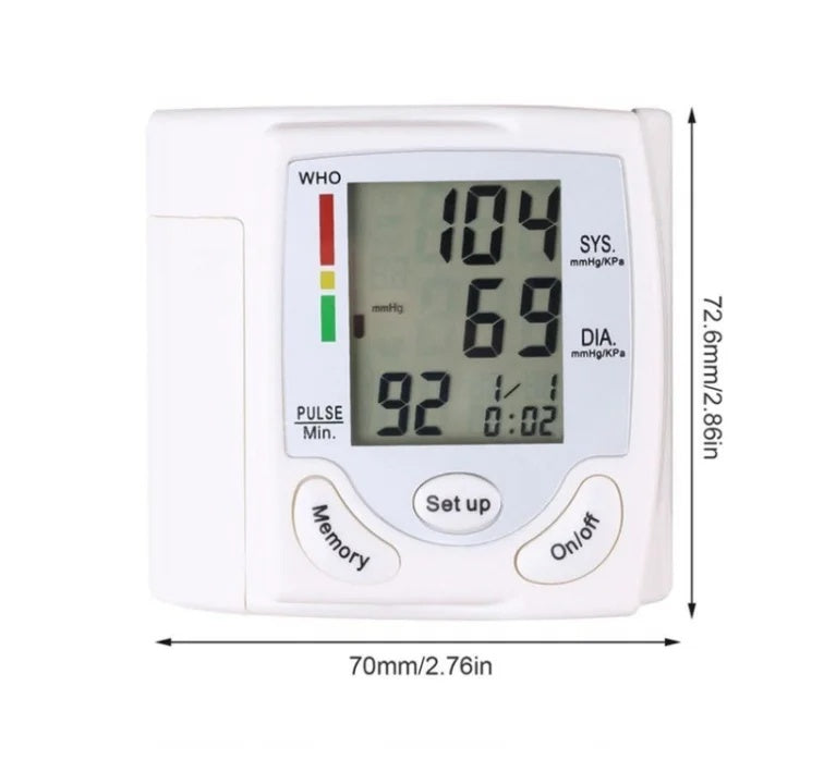 Automatic Digital Wrist Blood Pressure Monitor - Blood Pressure Measurement for Seniors Simple Interface