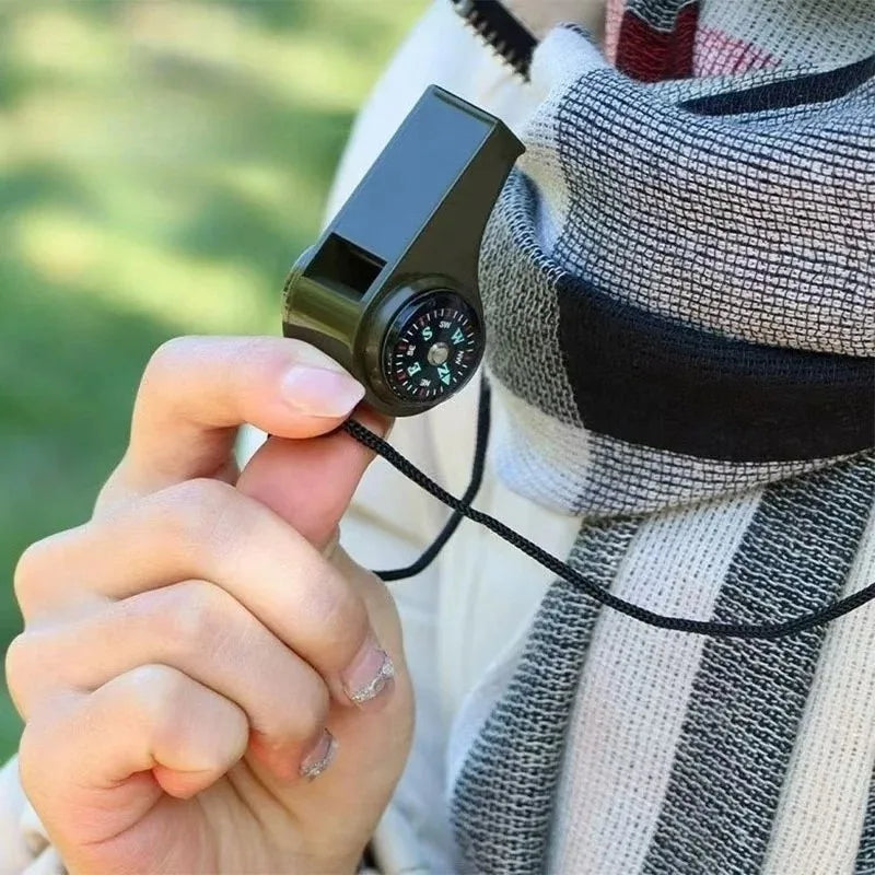 3-in-1 Survival Whistle - Compass Thermometer Camping
