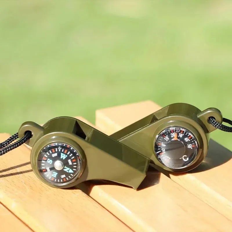 3-in-1 Survival Whistle - Compass Thermometer Camping
