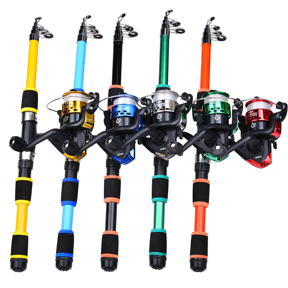 Telescopic Fishing Rod + Reel Kit - 1.5m/1.8m 5 Colors
