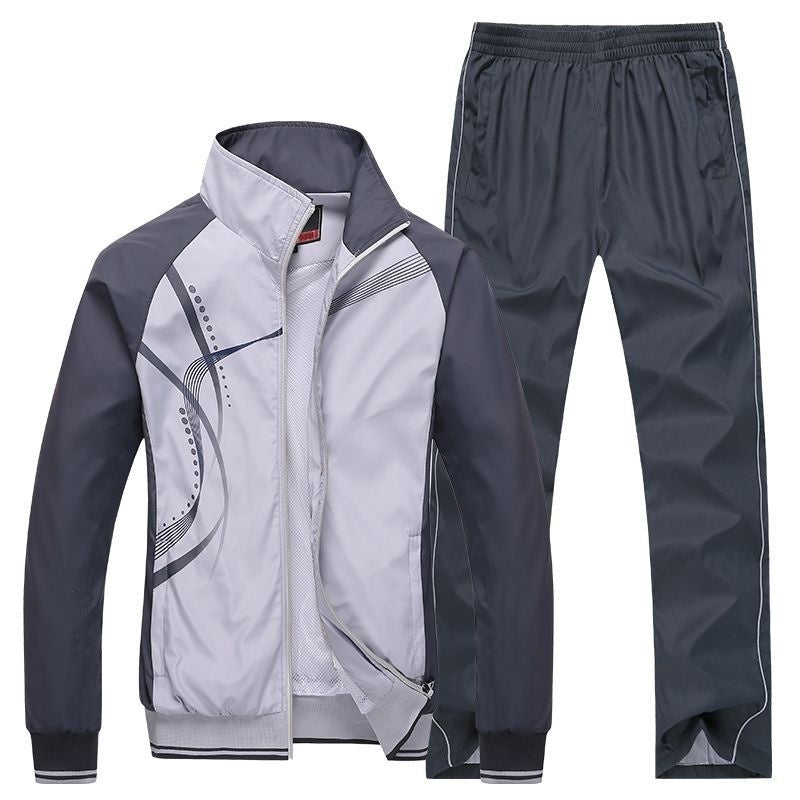 Mixed Couple Sports Outfit - Spring-Autumn Striped Tracksuit 710g