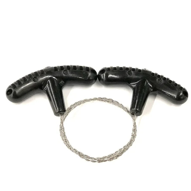 Portable stainless steel wire saw with finger grip