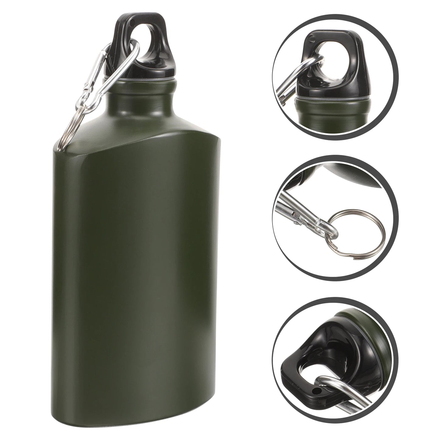 Flat Aluminum Camping Bottle 500ml - Ultra-Compact Design Hiking Trekking