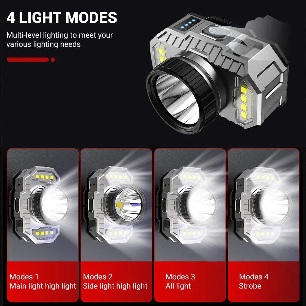 USB Rechargeable LED Headlamp - Camping Hiking 100g