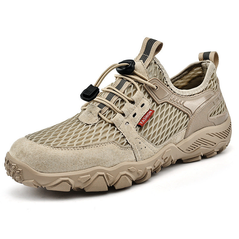 Men's Breathable Leather Hiking Shoes Summer Sport 780g