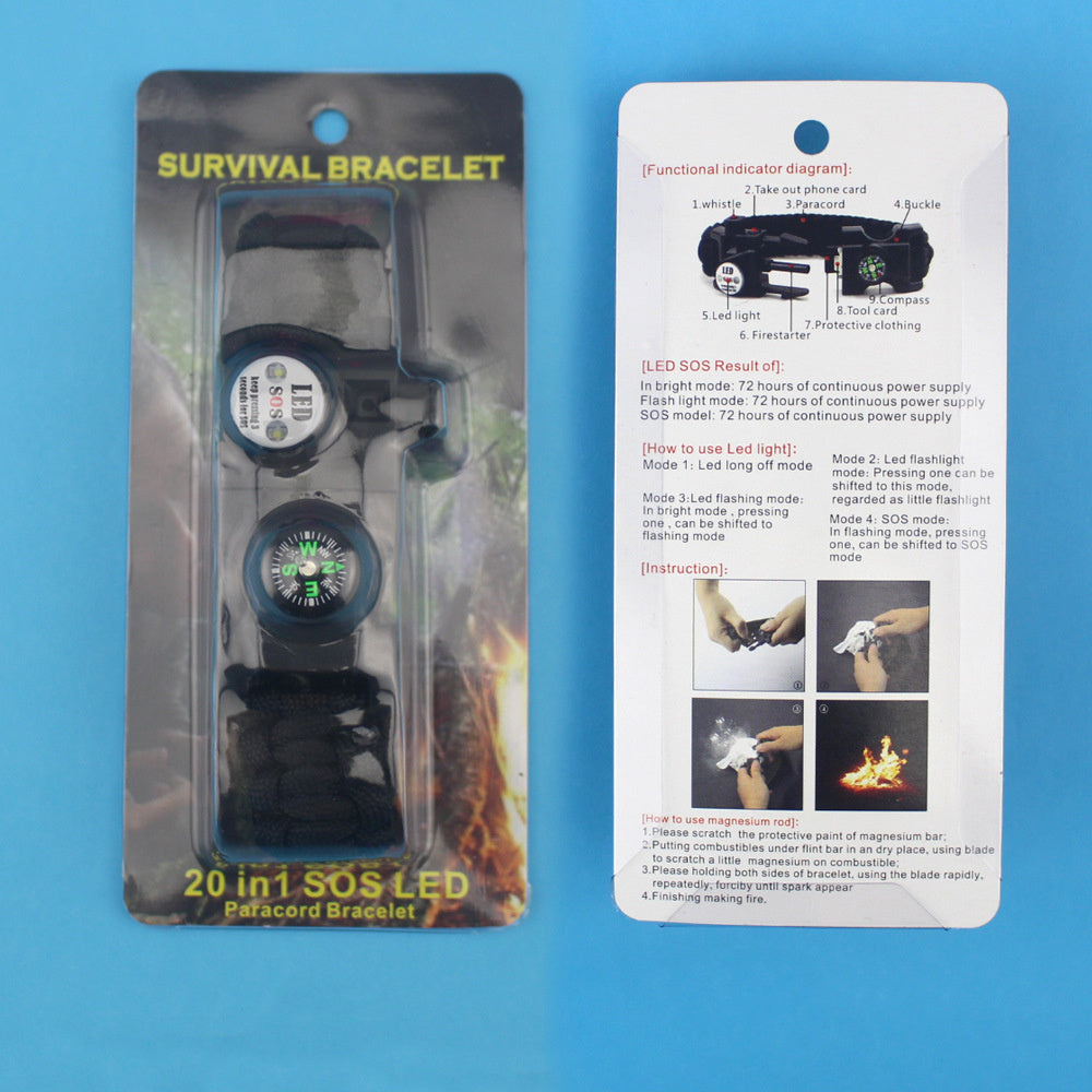 Adjustable braided parachute cord survival bracelet