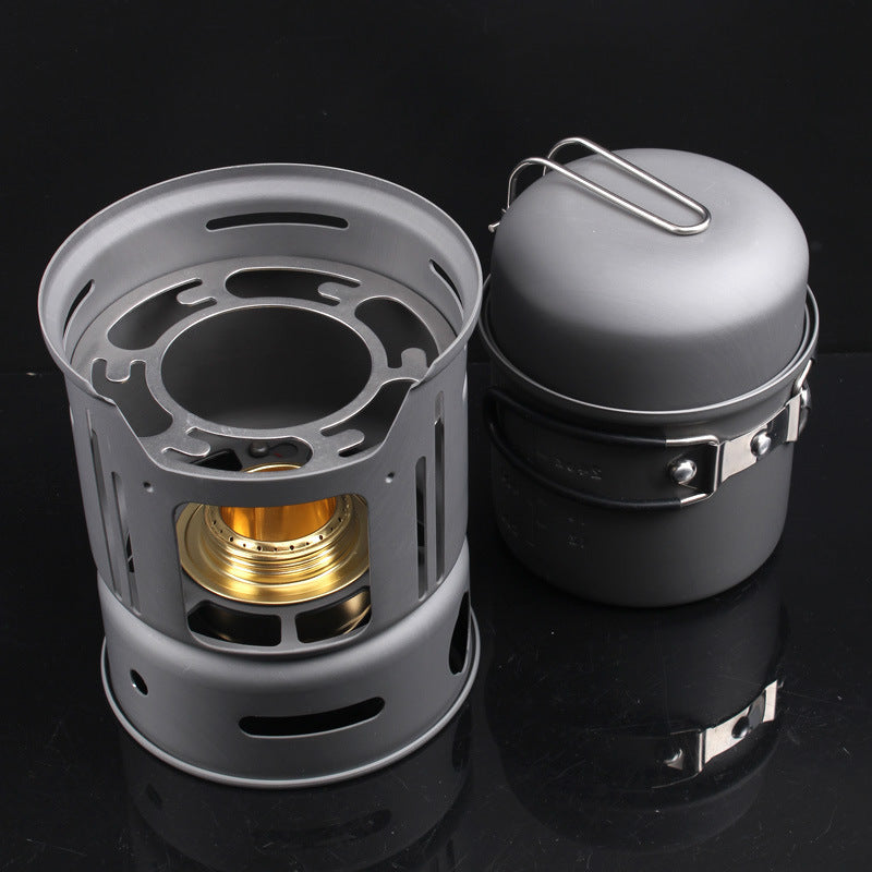 Camping Cooking Kit Stainless Steel 580g - Eco-Friendly Alcohol Stove 6 Pieces