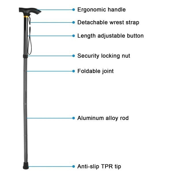 Unisex Hiking Cane Mobility Aid - Portable 263g