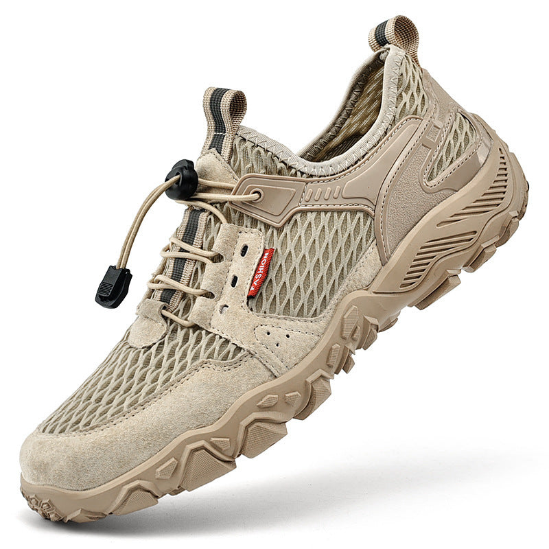 Men's Breathable Leather Hiking Shoes Summer Sport 780g