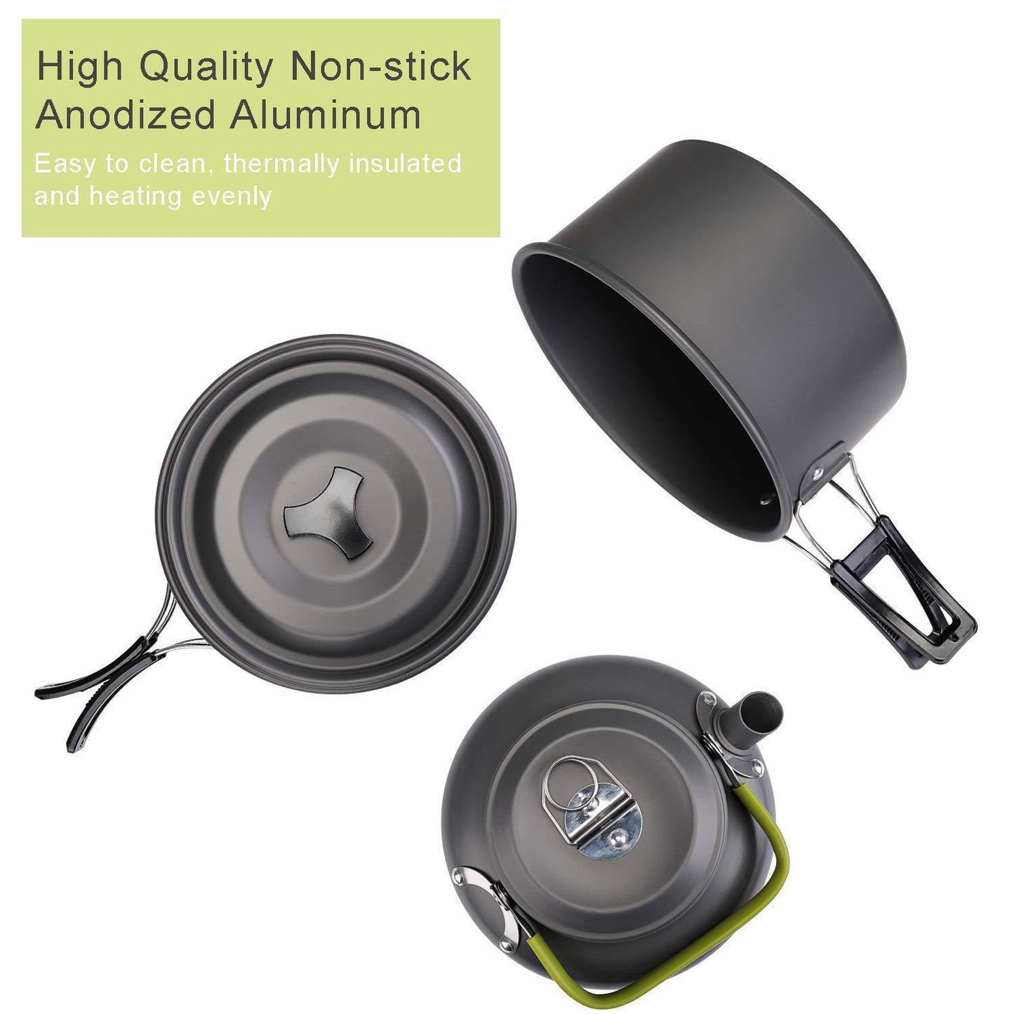 1.2L Double Wall Outdoor Kettle with Utensil Kit - Camping 2-3 People