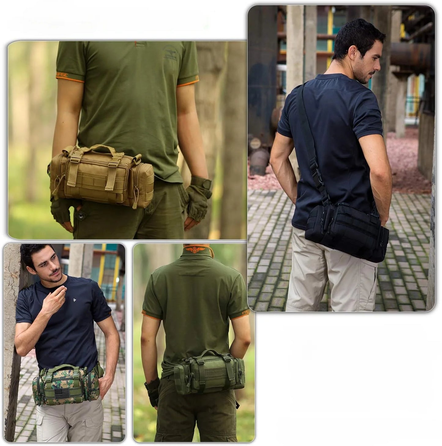 Nylon Outdoor Shoulder Bag with Zipper