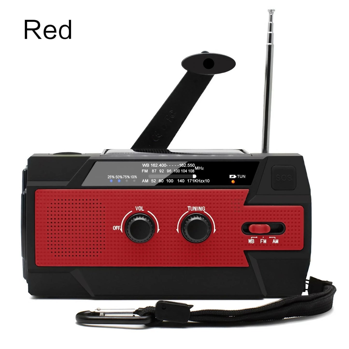 Emergency Weather Radio FM AM WB - Solar Hand Crank 2000mAh LED