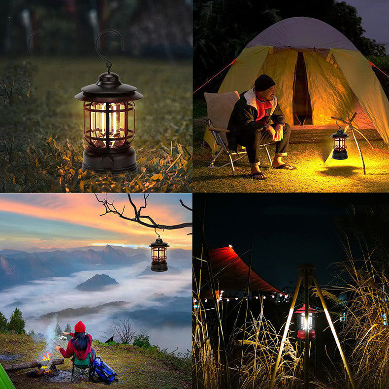 Rechargeable Retro LED Camping Lamp - 5W Ambiance Continuous Dimming